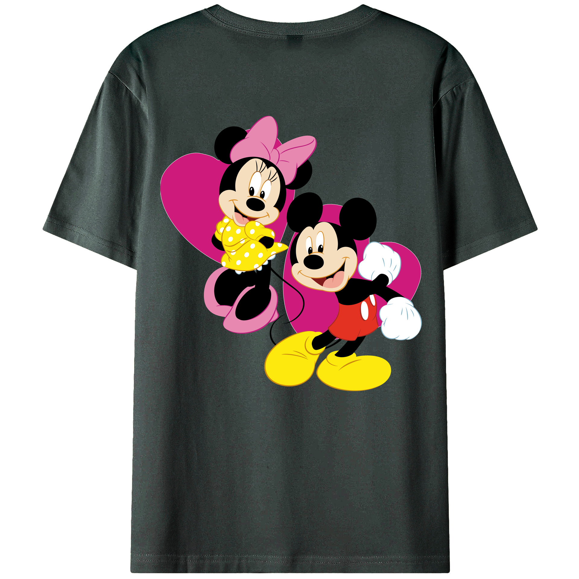 ミッキーマウス Mickey Mouse 綿100％ メンズ半袖Tシャツ（バックプリント） 通気性